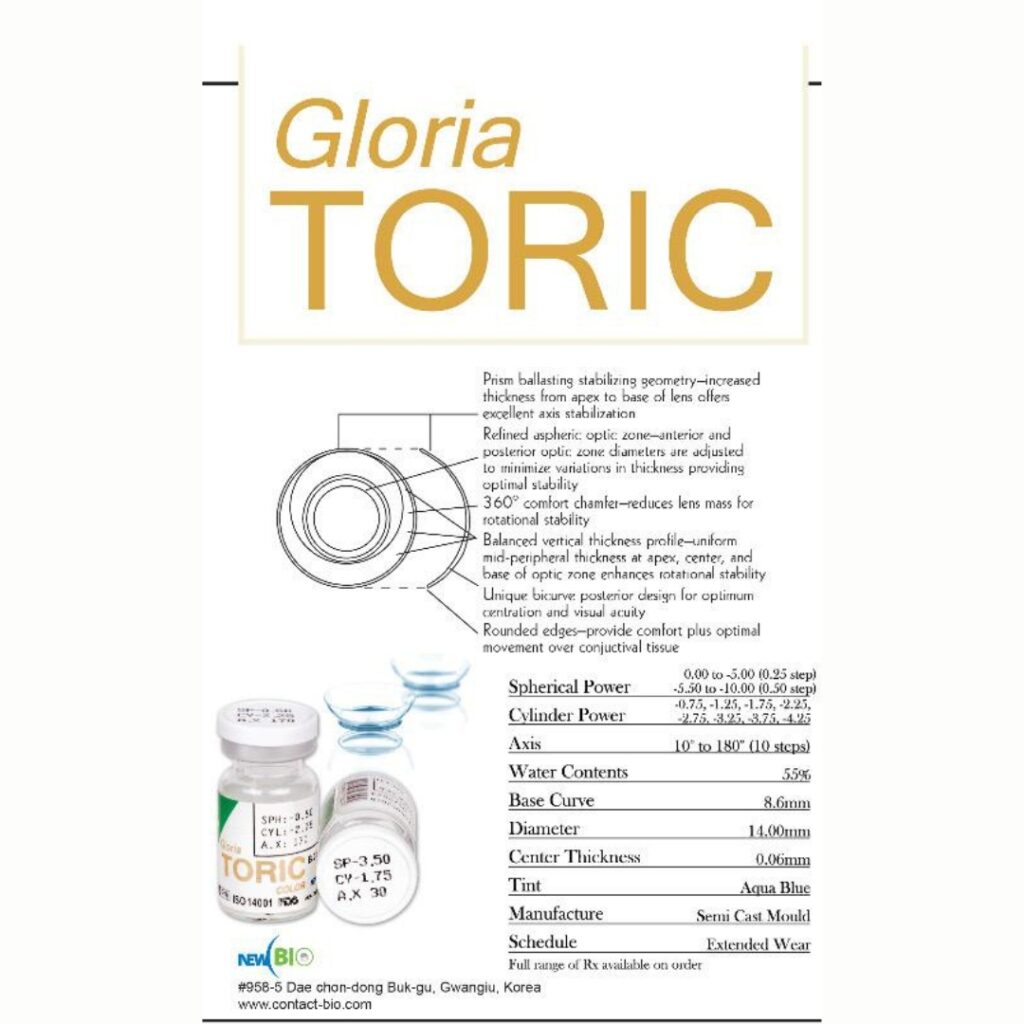 Gloria Transparent Toric Lens