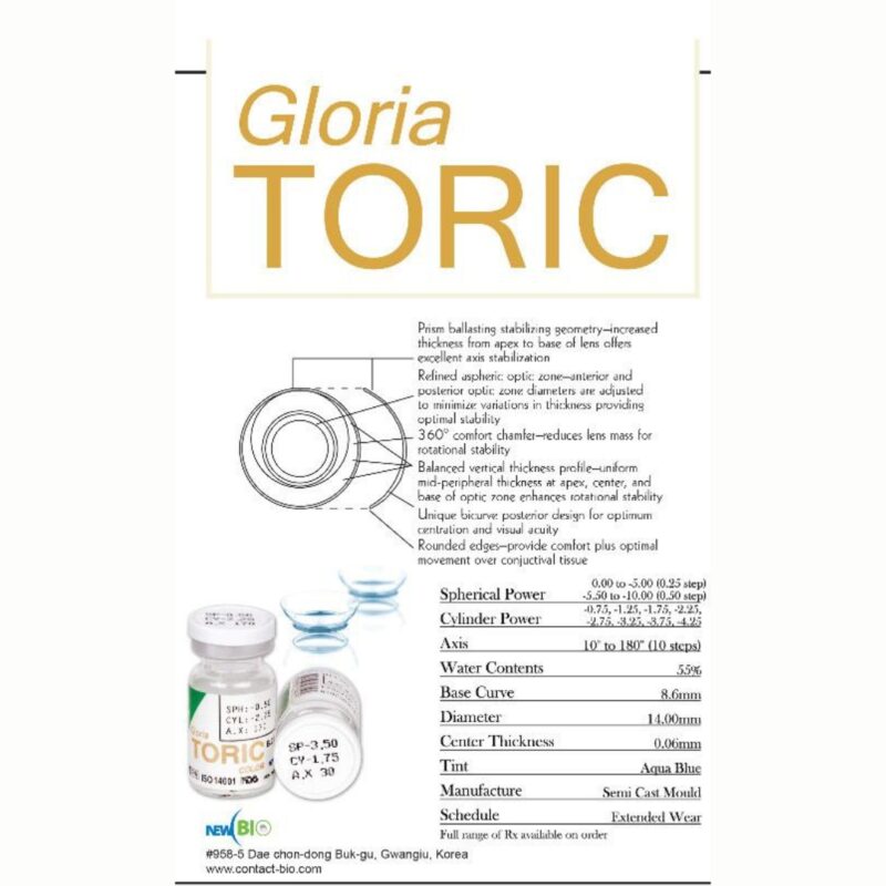 Gloria Transparent Toric Lens