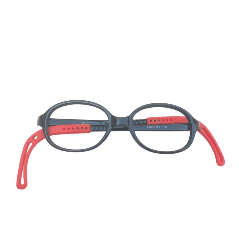 Tom & Jerry Kid's Eyeglasses With Adjustable Temples- OK3203, Black & Red