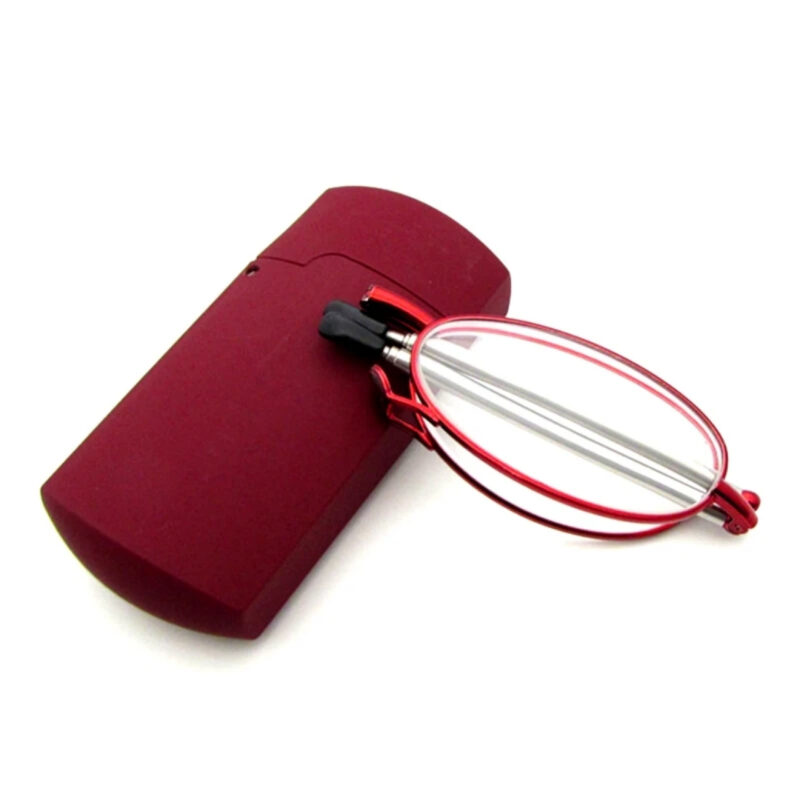 Premium Oval Shape Foldable Presbyopic Reading Glasses with Case - Red