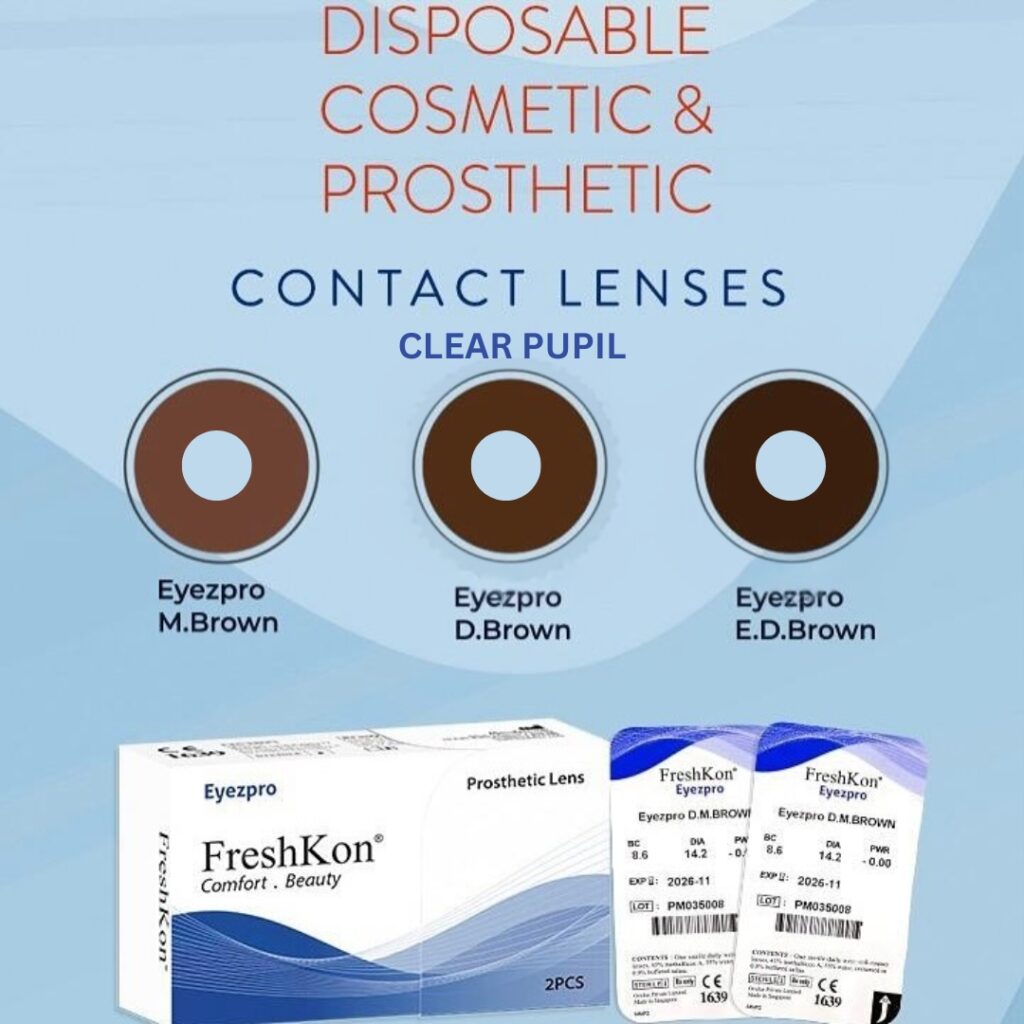 Freshkon Eyezpro Prosthetic Contact Lens, Clear Pupil