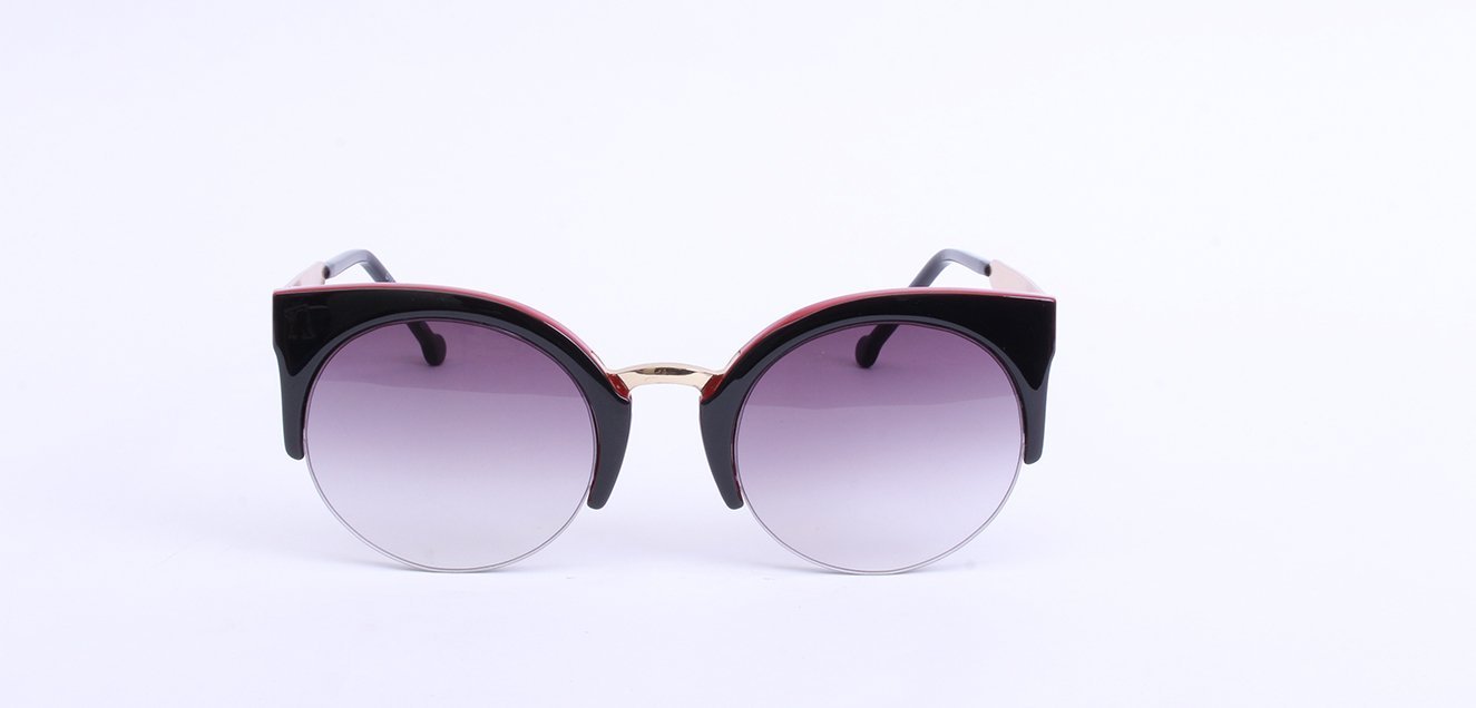 15112-1A.jpg NB Round Trendy Half Rimless Women's Sunglasses- 15112 - Image 1