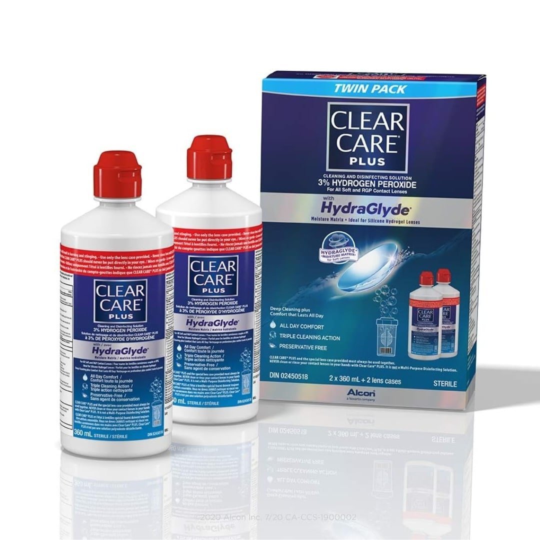 CLEAR CARE® Plus HydraGlyde Contact Lens Solution Twin Pack