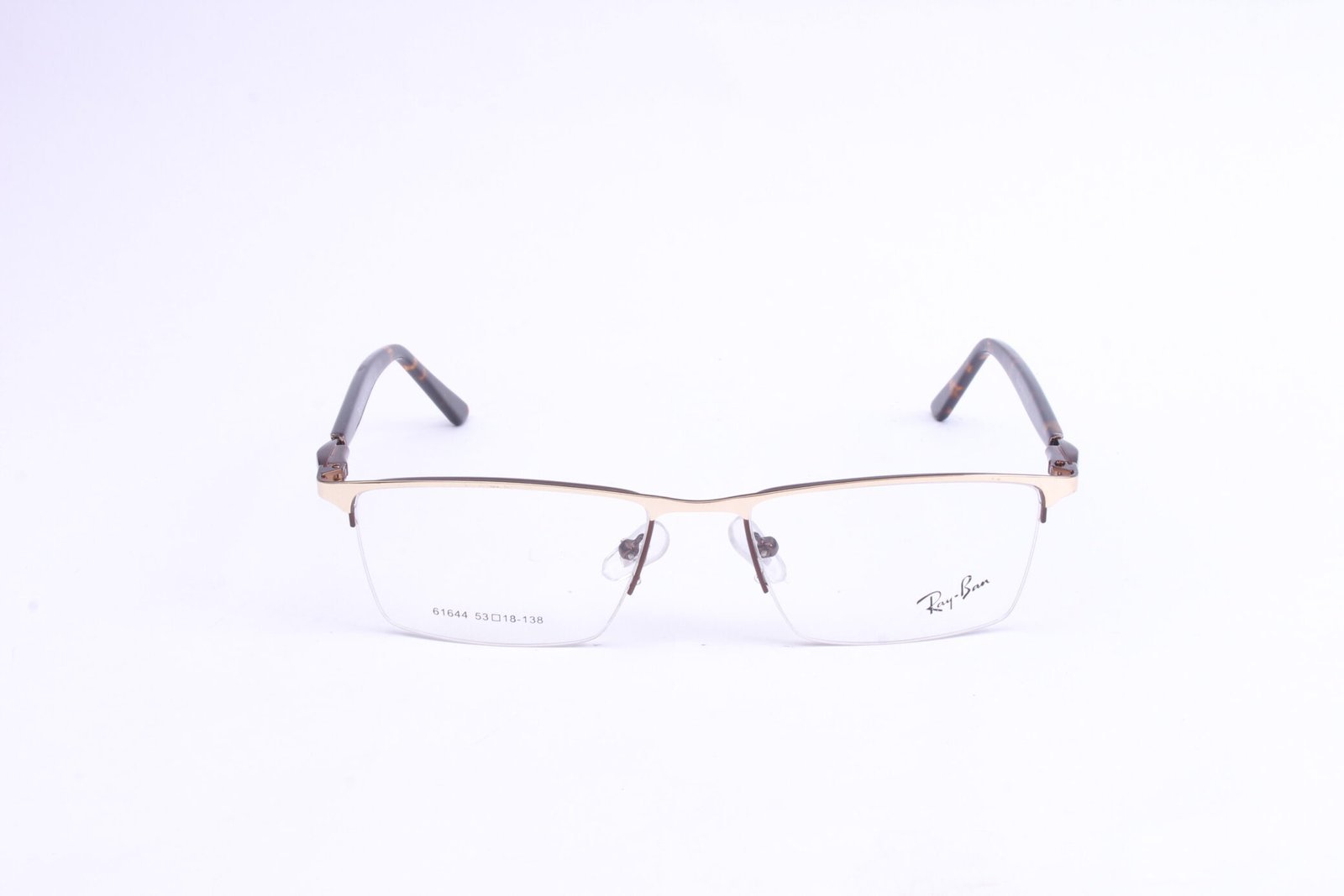 RB Half Rimless Golden Metal Eyeglasses-61644